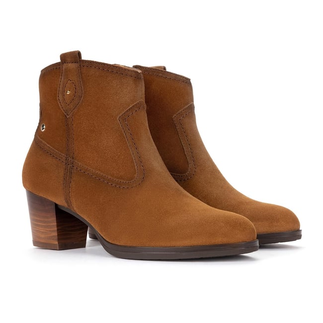 Stiefeletten aus Wildleder, mit Absatz, ZAMORA cognac <span itemprop=