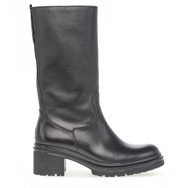 Bottes mid en cuir à talon décroché noir <span itemprop=