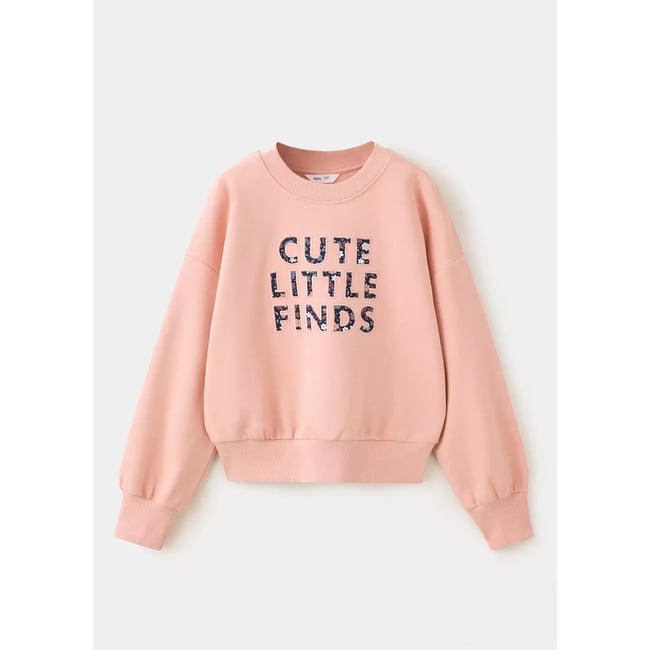 Sweat coton inscription imprimée rose <span itemprop=