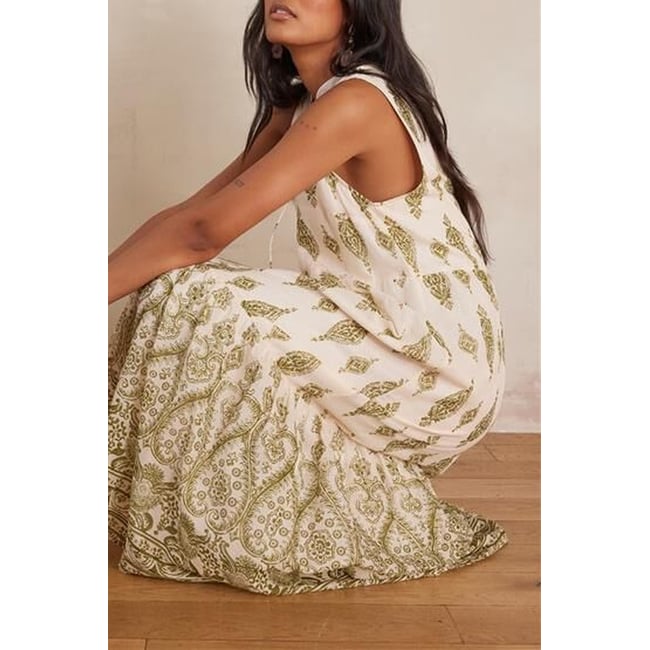 Robe RIMA en coton vert <span itemprop=