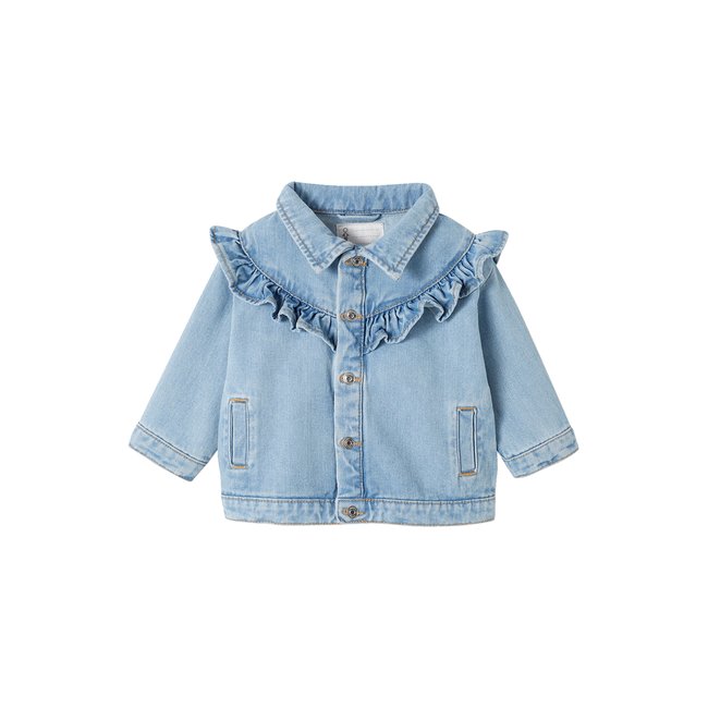 Veste volantée en denim denim bleached <span itemprop=