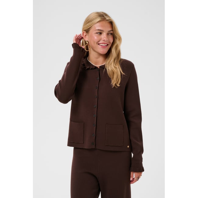 Cardigan à tricot marron java <span itemprop=