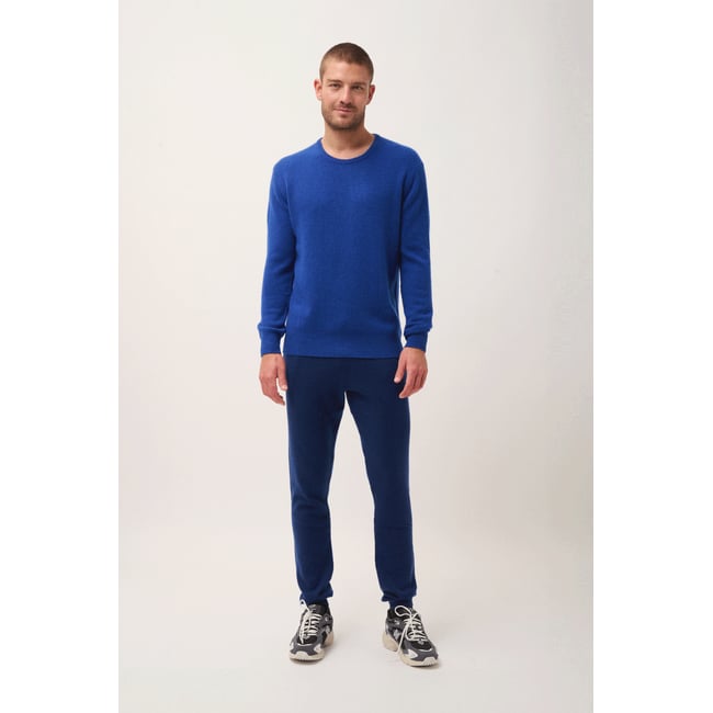 Pull Col Rond 4 Fils Outremer Gabin bleu foncé <span itemprop=
