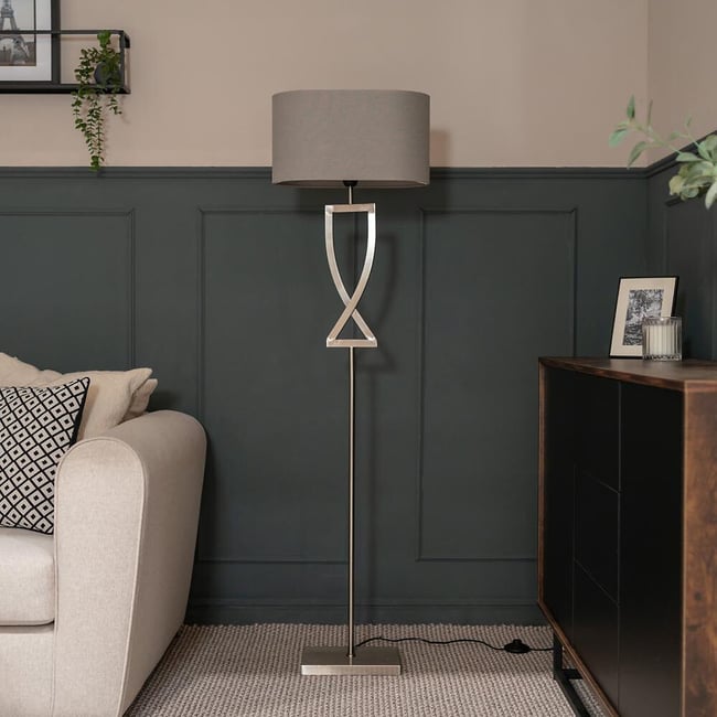 Kendrick Brushed Chrome Floor Lamp, silver-coloured, SO'HOME