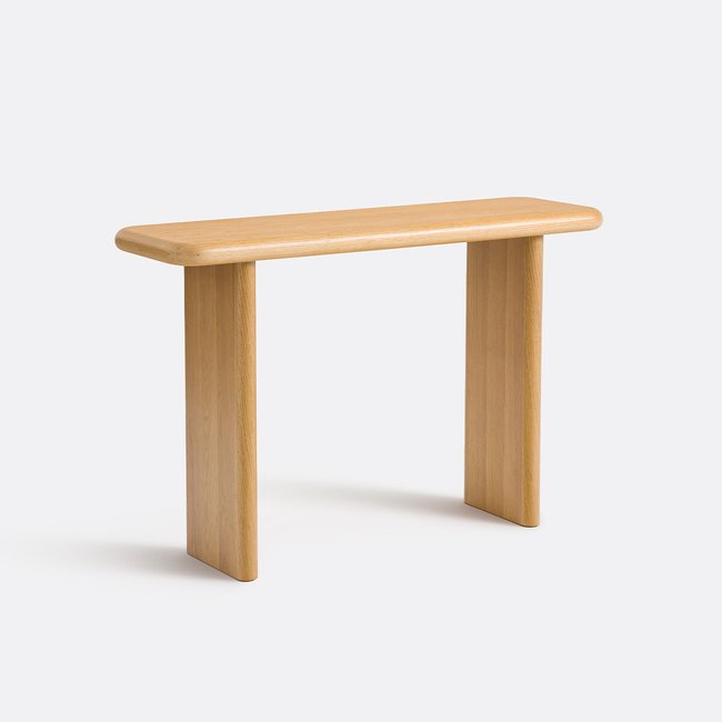 Console plaquée chêne, Curva Couleur coloris chêne <span itemprop=