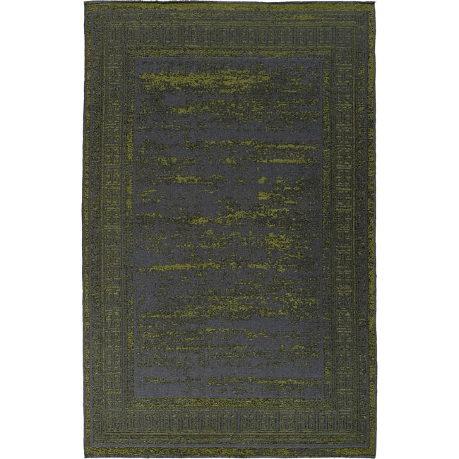 Tapis rectangulaire en polyester relief 3d Couleur vert olive et gris anthracite <span itemprop=