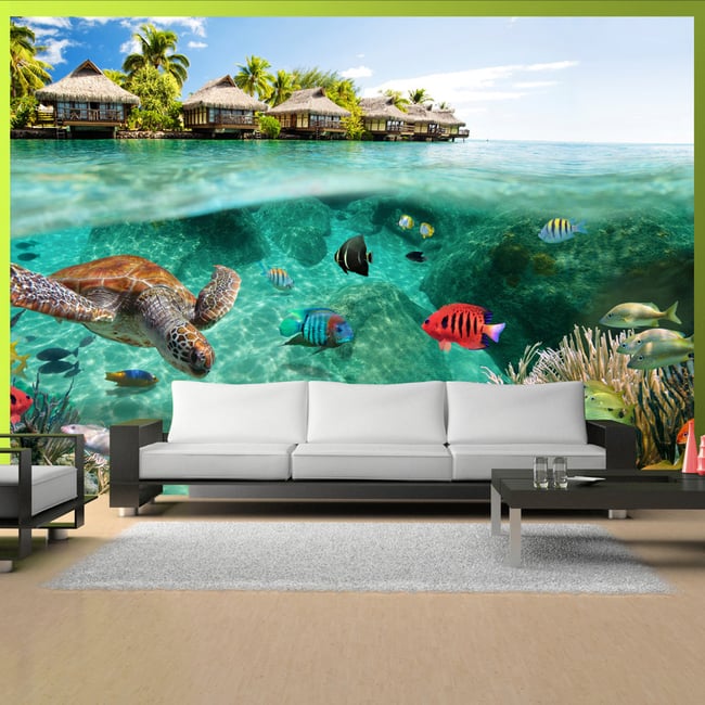 Papier peint intissé panoramique Animaux Under the surface of water Couleur multicouleur <span itemprop=