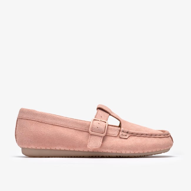Mocassins Suède FRECKLE T BAR rose <span itemprop=