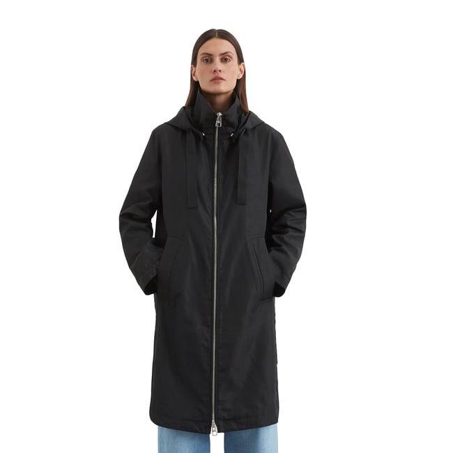 Parka regular en toile de polyester recyclé noir <span itemprop=