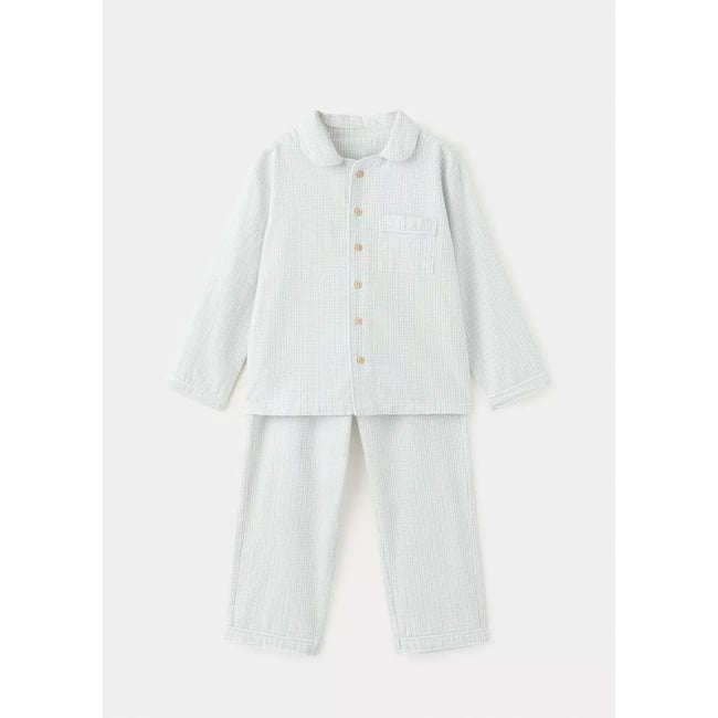 Pyjama long à carreaux vert d´eau <span itemprop=