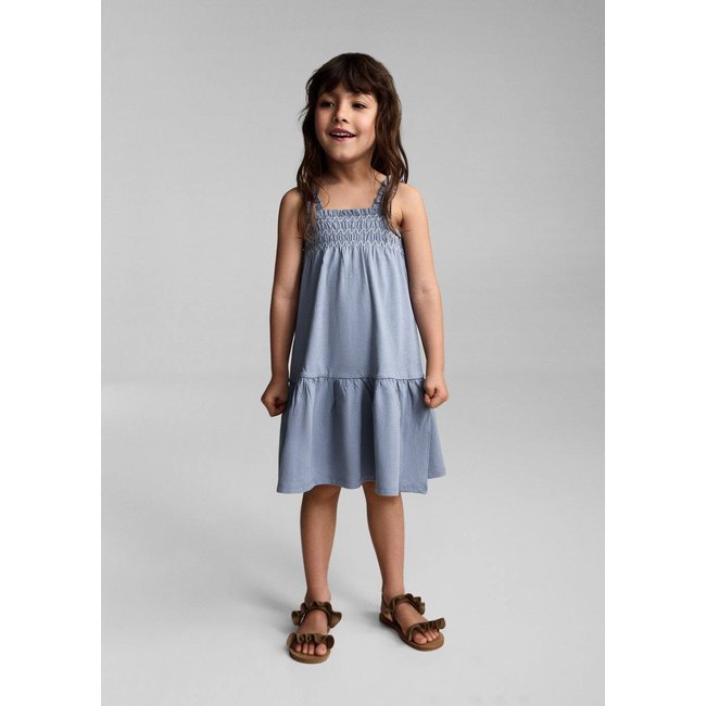 Robe à détails froncés bleu <span itemprop=