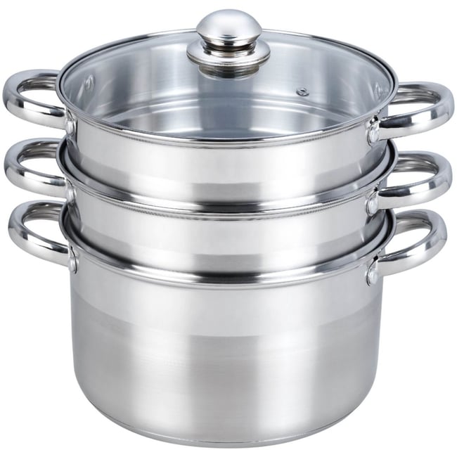 Cuiseur vapeur Vapeur Inox diam 24 cm 3 paniers inox <span itemprop=