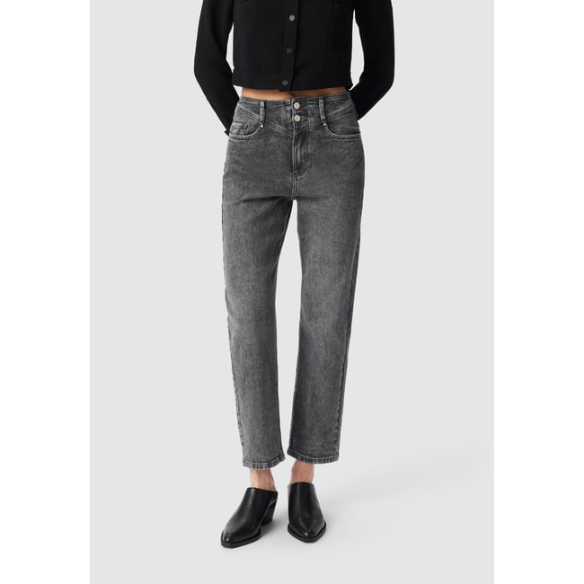 Jean slouchy court ALICE gris souris <span itemprop=