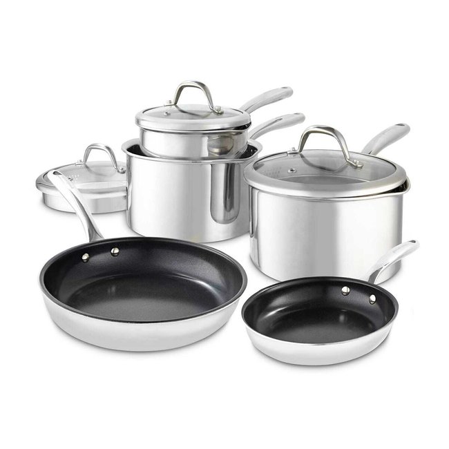 5-Piece Tri-Ply Cookware Set, silver-coloured, GOOD FOOD BY TOWER