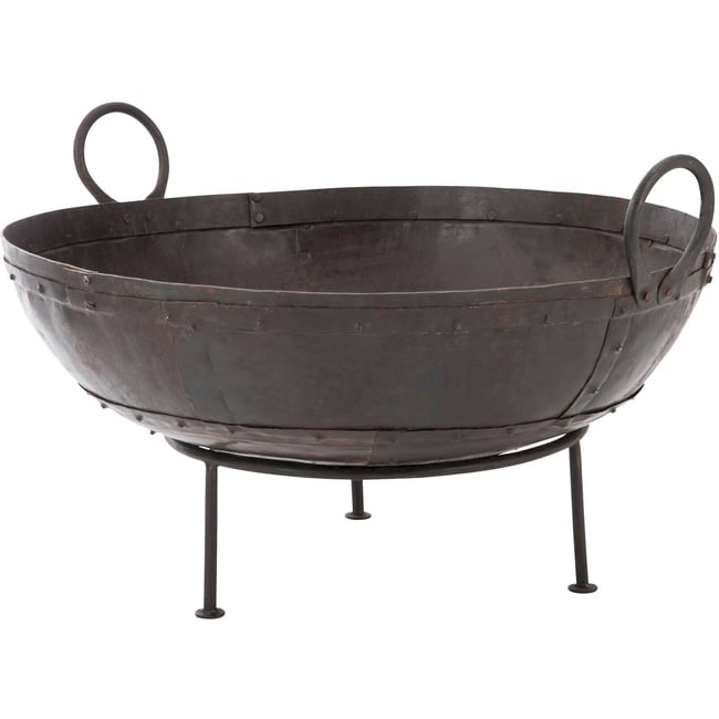 Brasero rond en fer Gypsum bronze <span itemprop=
