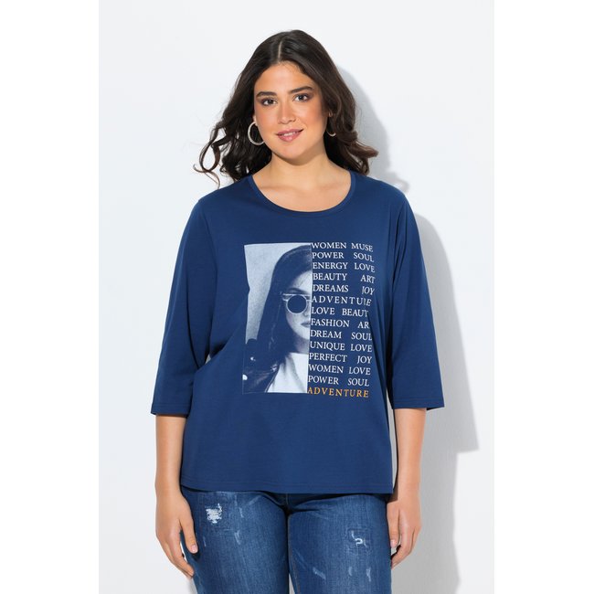 T-shirt avec imprimé photo/message bleu foncé <span itemprop=