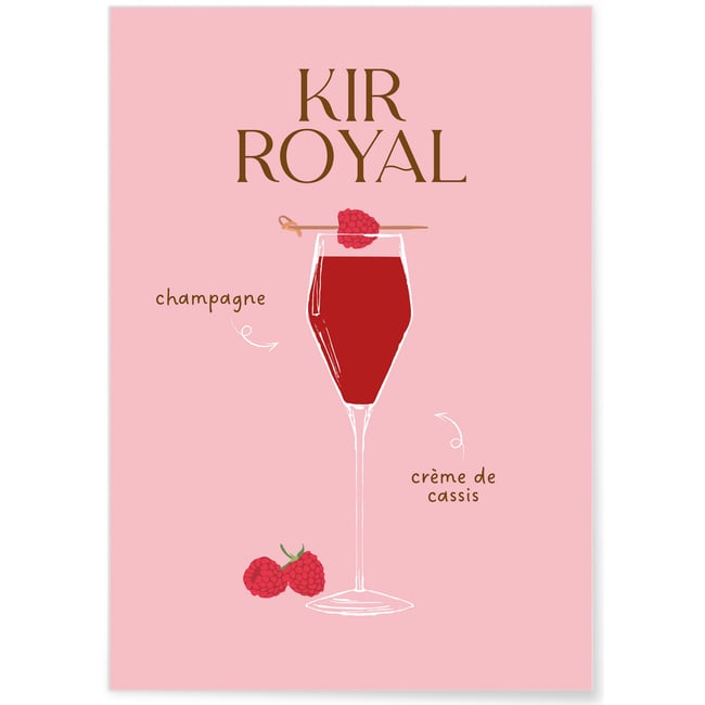 Affiche Cocktail Kir Royal 2 Couleur blanc <span itemprop=
