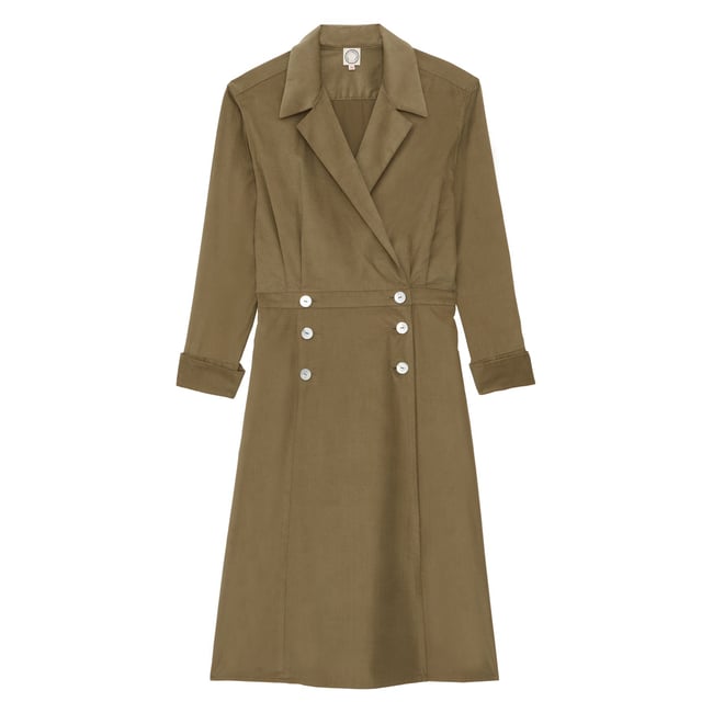 Robe portefeuille Namo en coton vert <span itemprop=