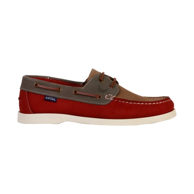 Mocassin Cuir Fably rouge-gris <span itemprop=
