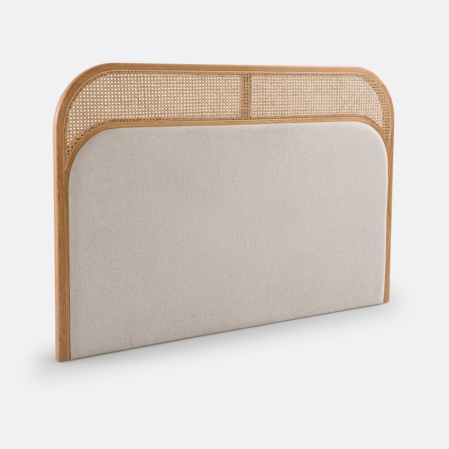 Cabecero de rejilla y terciopelo Buisseau roble/beig <span itemprop=
