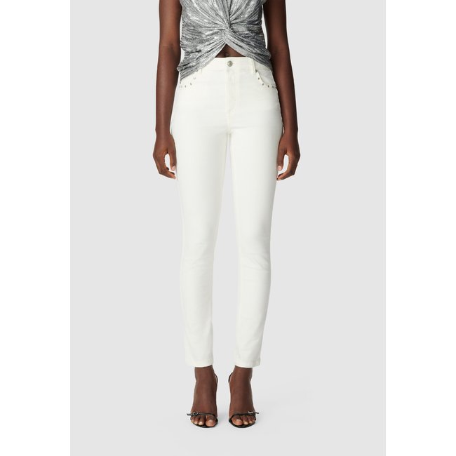 Jean slim taille haute 7/8e Nina off-white <span itemprop=