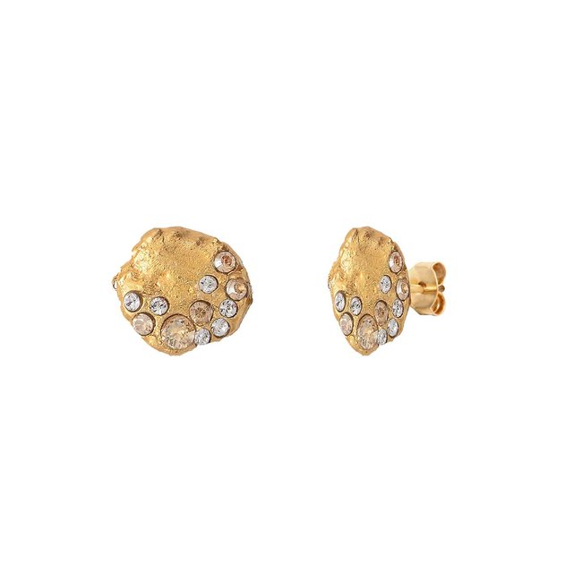 Boucles d'oreilles  dorées - seven rose opale - CAROLINE NAJMAN