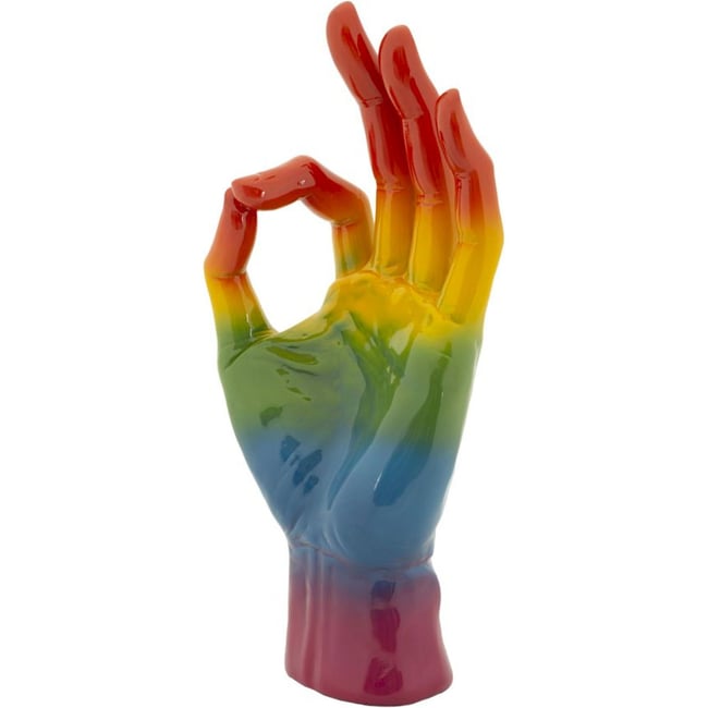Sculpture main symbole pop finition brillante Couleur multicolore <span itemprop=