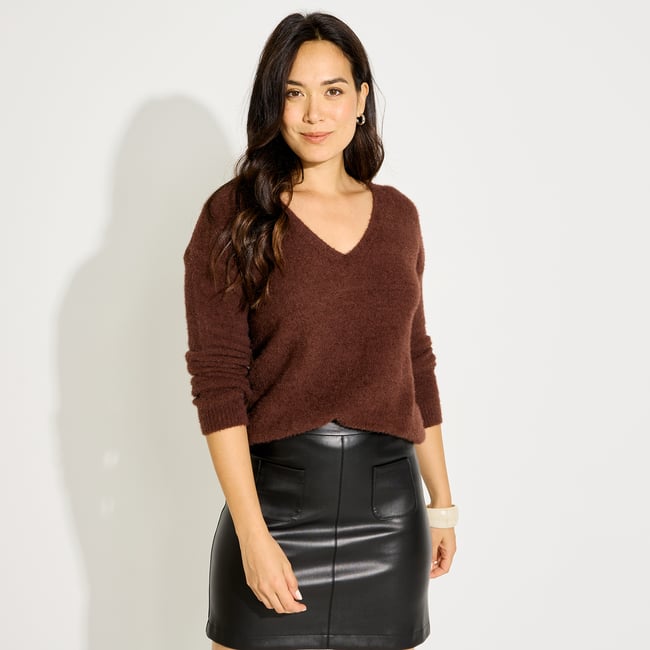 Pull doux manches longues col V - GRAIN DE MALICE