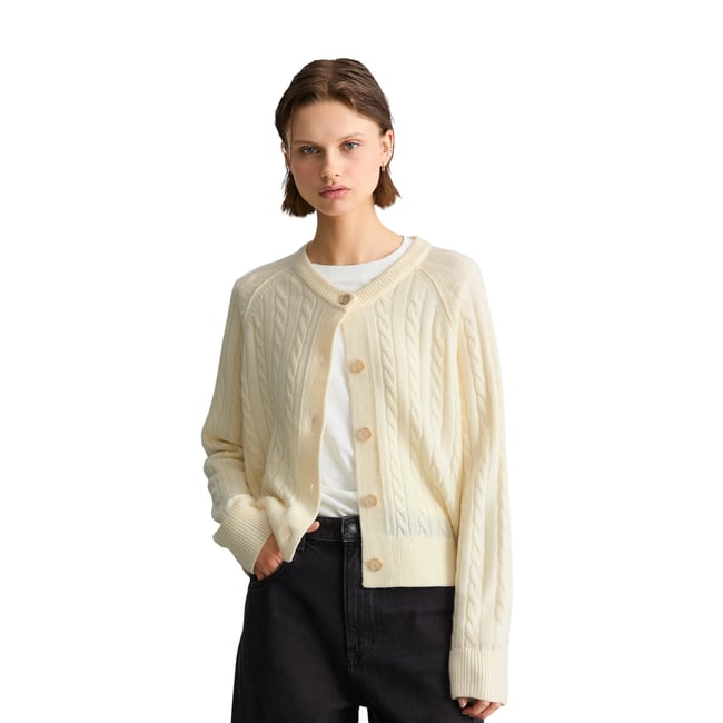 Cardigan oversize à mailles torsadées en mélange de laine vierge douce - MARC O’POLO DENIM