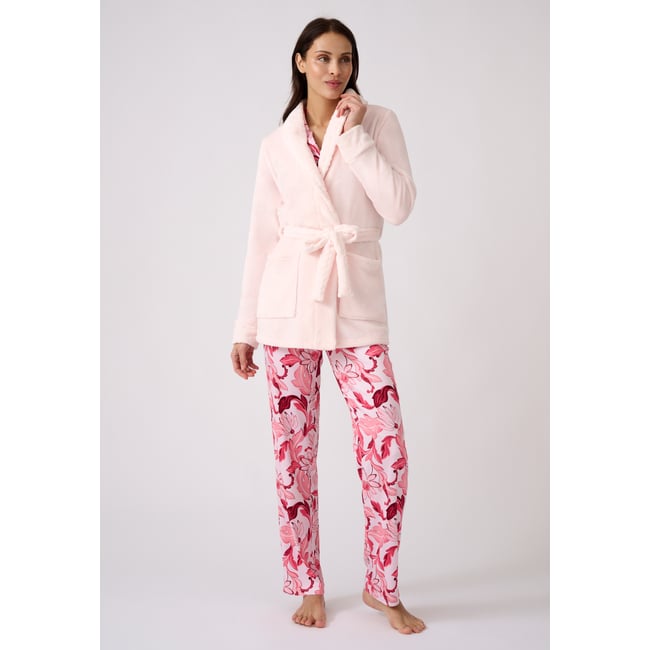 Robe de chambre Thermolactyl en maille moelleuse rose <span itemprop=