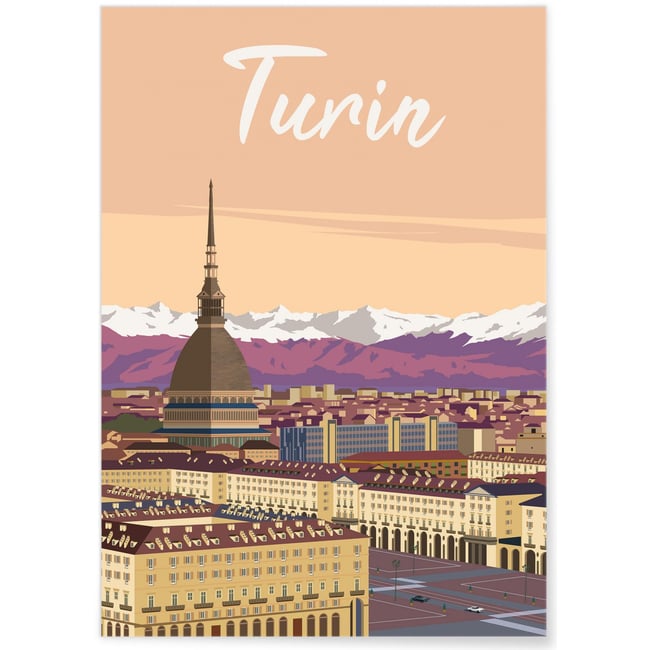 Affiche ville Turin Couleur blanc <span itemprop=