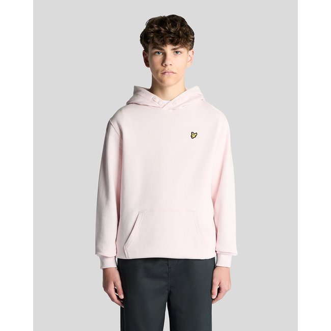 Sweat à capuche en coton loopback rose clair <span itemprop=