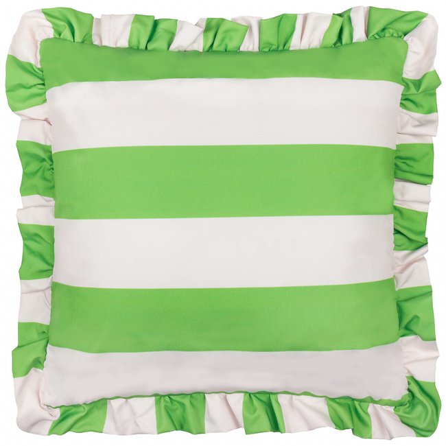 Palm Royale Stripe Ruffle Outdoor Cushion, green, FURN.