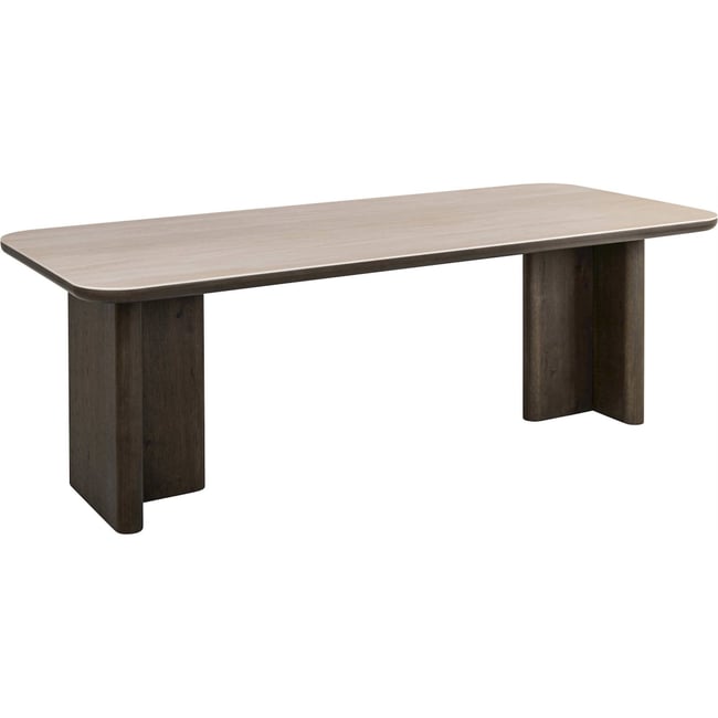 Table à manger rectangulaire en céramique Nando Couleur marron effet travertin bois foncé <span itemprop=