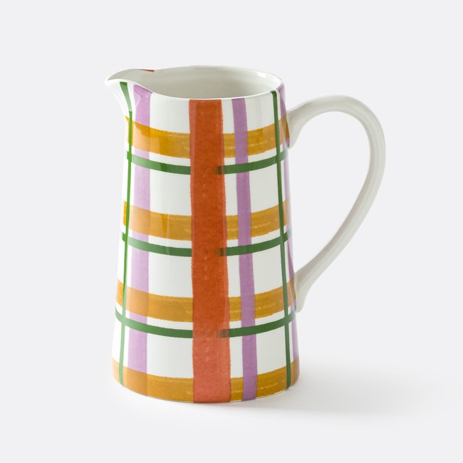 Carafe faïence avec motifs carreaux, Kael Couleur multicolore <span itemprop=