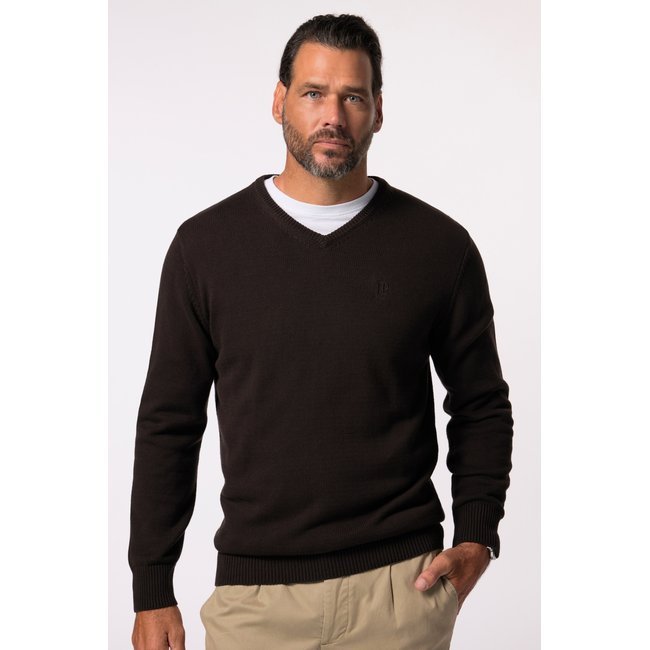 Pull Basic à col V nuit noire <span itemprop=