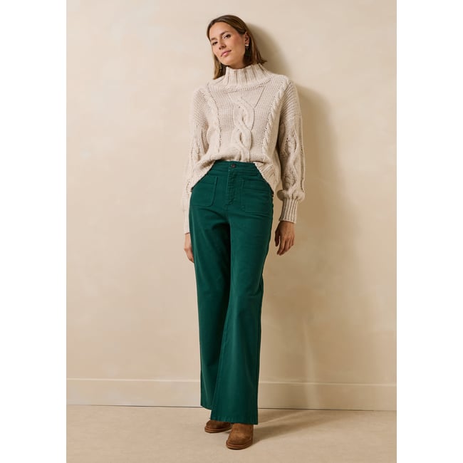Jean bootcut en coton biologique vert imperial <span itemprop=