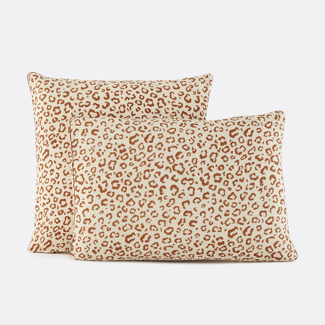 Taie d'oreiller en gaze de coton, imprimé léopard, FAUVE imprimé léopard <span itemprop=
