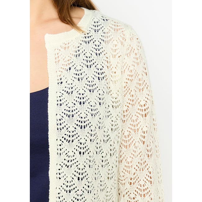 Cardigan en crochet blanc vanille <span itemprop=
