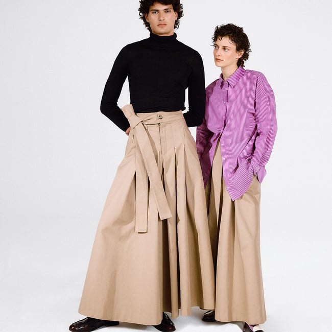 Pantaloni a gonna-pantaloni in cotone beige LA REDOUTE X EWEN