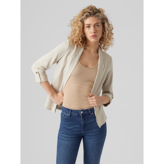MODIURBAN Blazer Boléro Court Manches 3/4 - Veste Business Élégante Ouverte Devant Pour Femmes