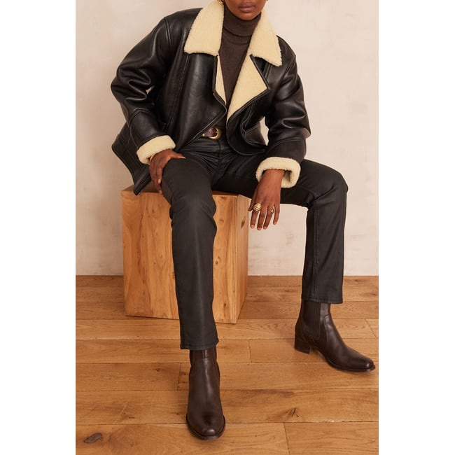 Blouson en cuir FOLIO noir <span itemprop=
