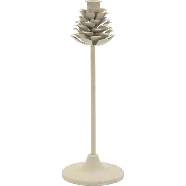 Bougeoir haut pomme de pin en fer MODERN Couleur crème <span itemprop=