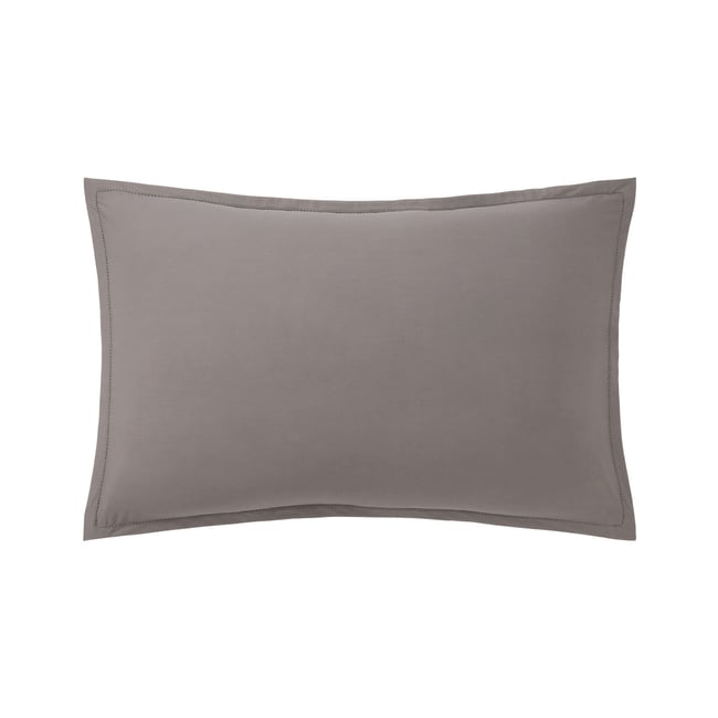 Taie d'oreiller en percale de coton gris, ALCOVE ardoise <span itemprop=