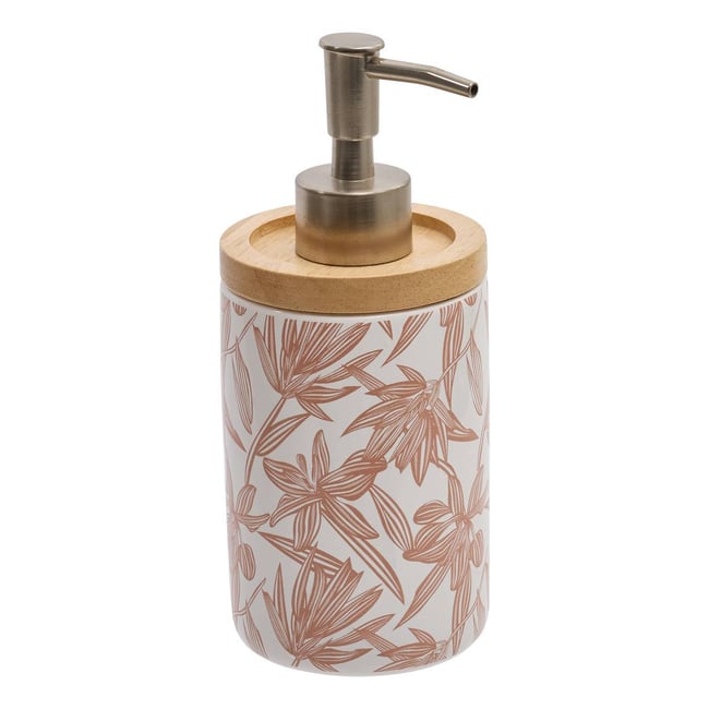 Distributeur de savon rond en dolomite BLOOM Couleur rose <span itemprop=