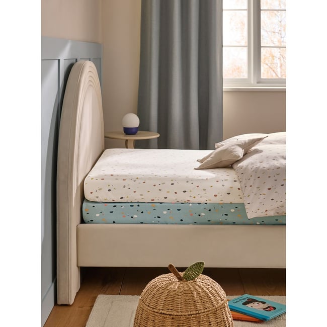 Draps-housses, lot de 2 terrazzo bleu <span itemprop=