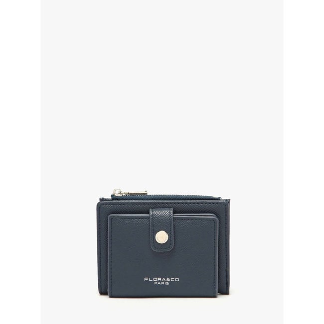 Porte-monnaie porte-cartes Saffiano bleu <span itemprop=