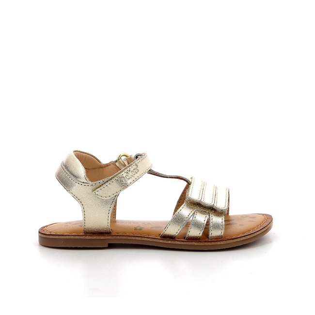 Sandalen met klittenband, in leer, Diamanto <span itemprop=