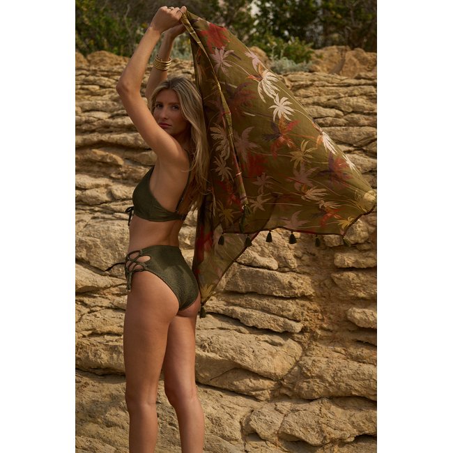 Long paréo en semi-transparence khaki moana <span itemprop=