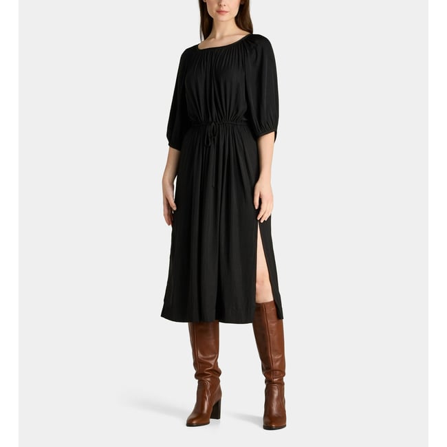 Robe diane sat fluide mi-longue noir <span itemprop=